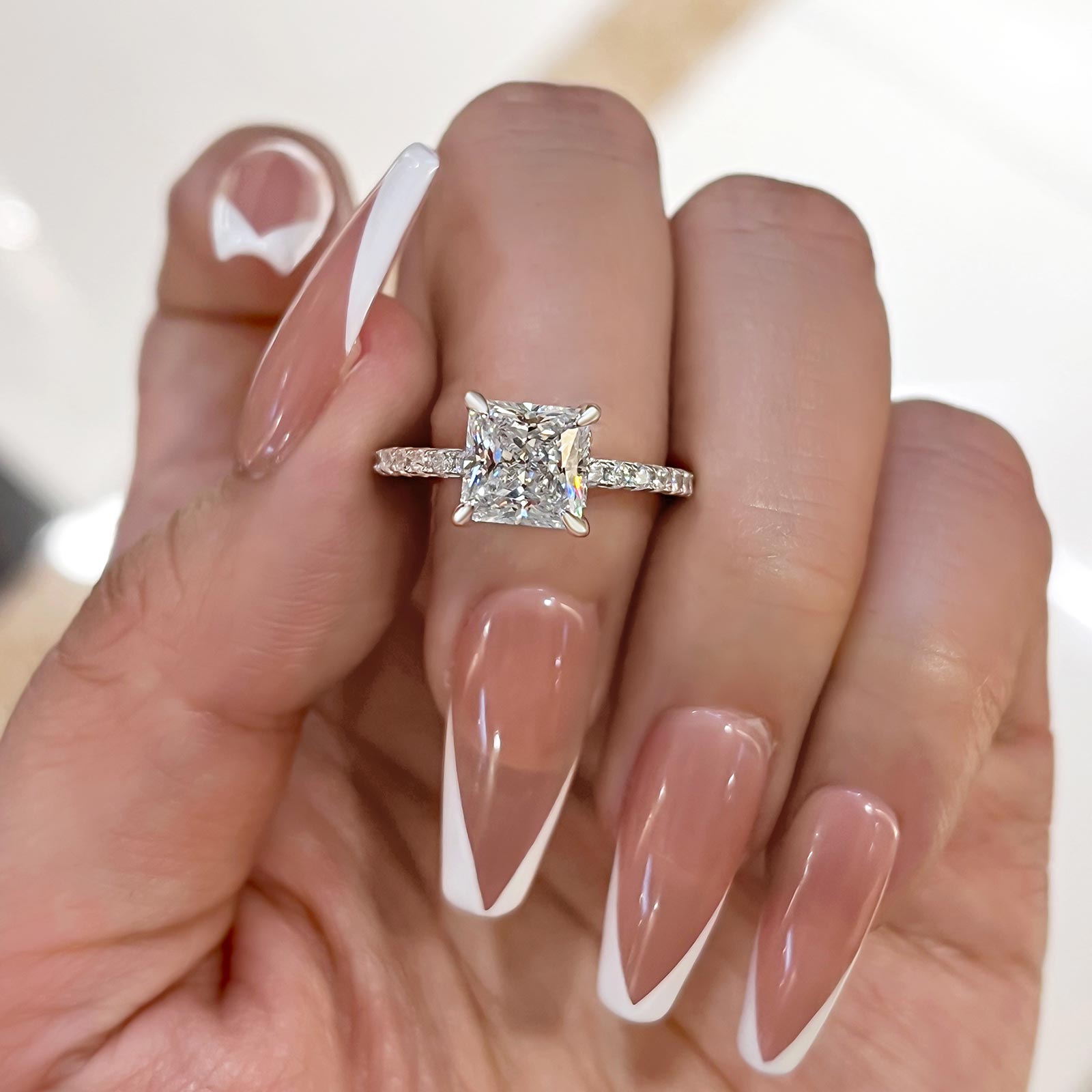 Louily Sparkle Square Princess Cut Engagement Ring For Women In Sterling Silver - louilyjewelry