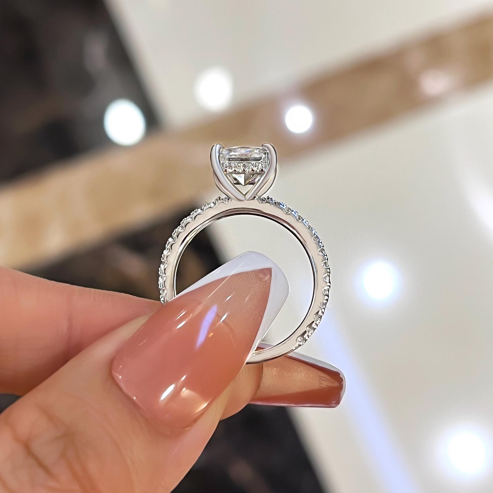 Louily Sparkle Square Princess Cut Engagement Ring For Women In Sterling Silver - louilyjewelry