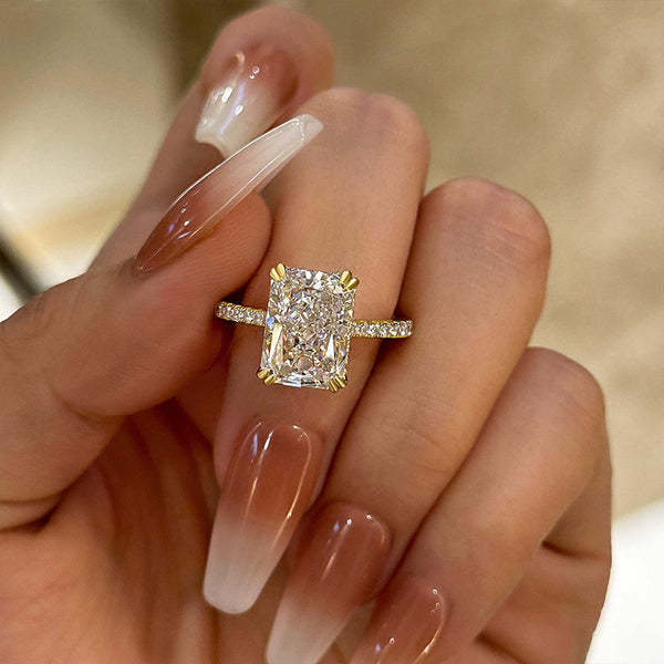 Louily Elegant Radiant Cut Engagement Ring