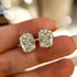 Vintage Cushion Cut Halo Stud Earrings Close-Up