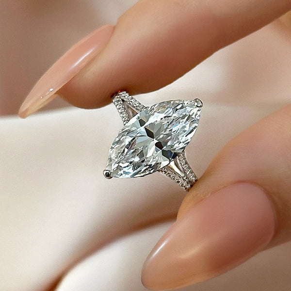 Louily Exquisite Split Shank Marquise Cut Engagement Ring