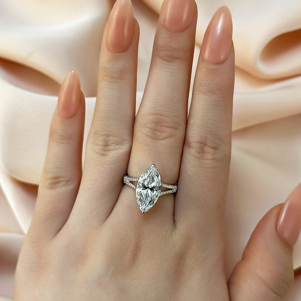 Louily Exquisite Split Shank Marquise Cut Engagement Ring