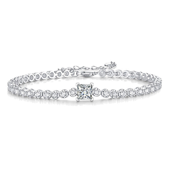 Louily Moissanite 1.0 Carat Princess Cut Bracelet