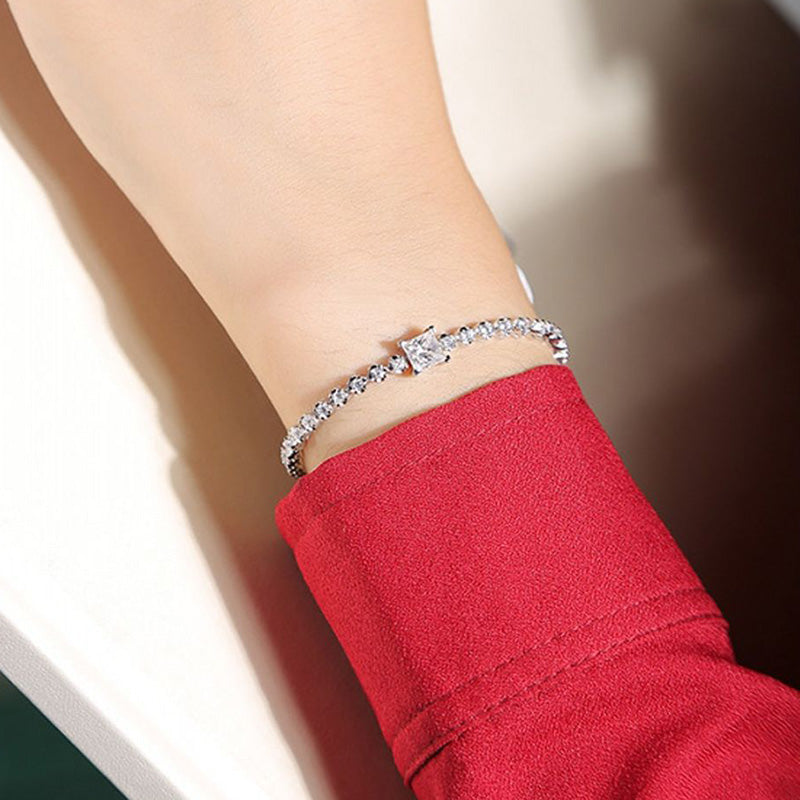 Louily Moissanite 1.0 Carat Square Princess Cut Bracelet - louilyjewelry