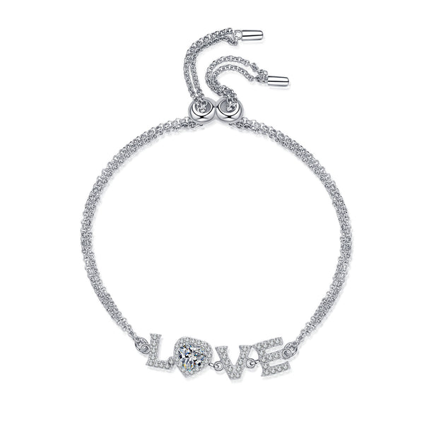 Louily Moissanite Heart-shaped Round Cut Bracelet