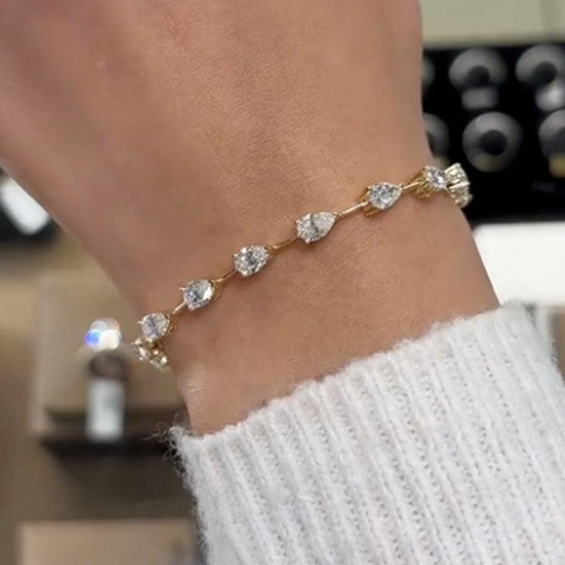 12Ct Pear Cut Simulated Diamond Sterling Silver Bracelet for Women