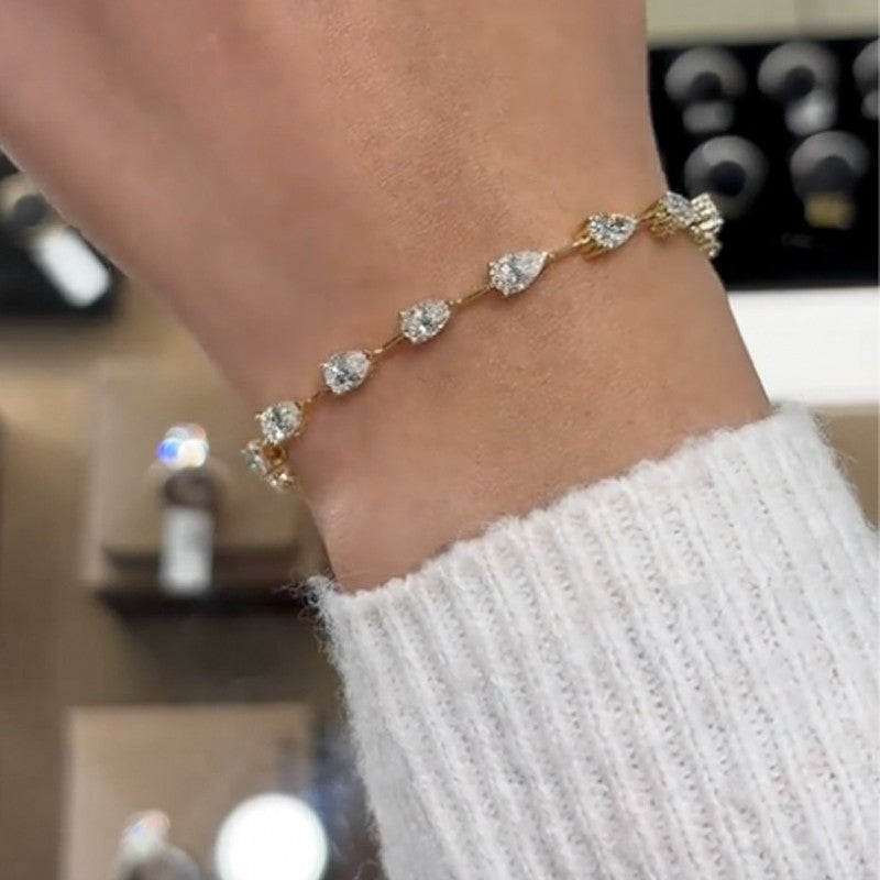 12Ct Pear Cut Simulated Diamond Sterling Silver Bracelet for Women