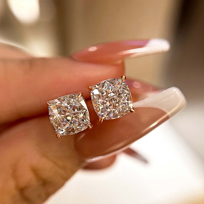 Louily Cushion Cut Sterling Silver Women's Stud Earrings - louilyjewelry