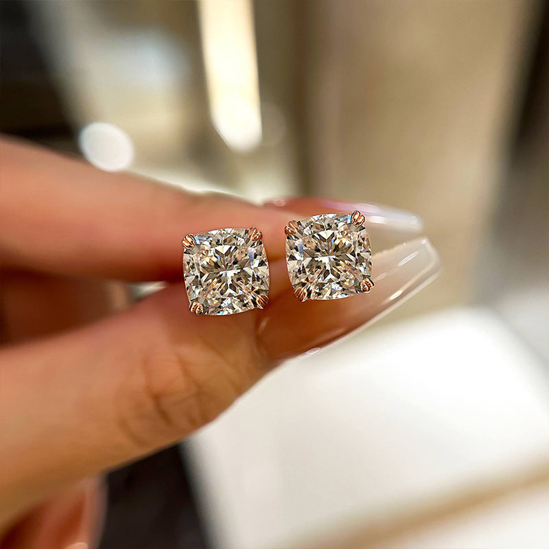 Louily Stunning Sterling Silver Cushion Cut Stud Earrings for Women - louilyjewelry