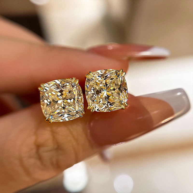 Louily Stunning Sterling Silver Cushion Cut Stud Earrings for Women - louilyjewelry