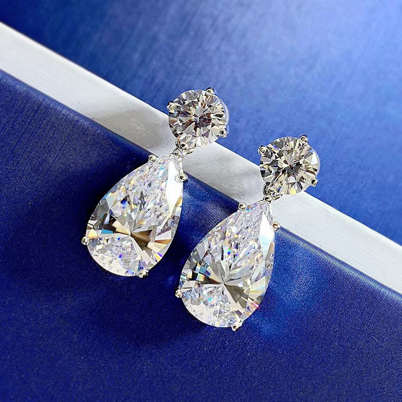 Louily Sparkle Pear Cut Women's Earrings In Sterling Silver - louilyjewelry