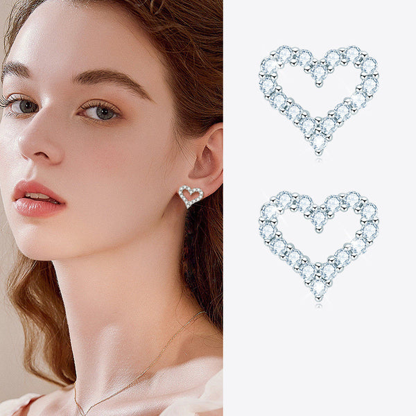 Louily Moissanite Heart Shape Earrings