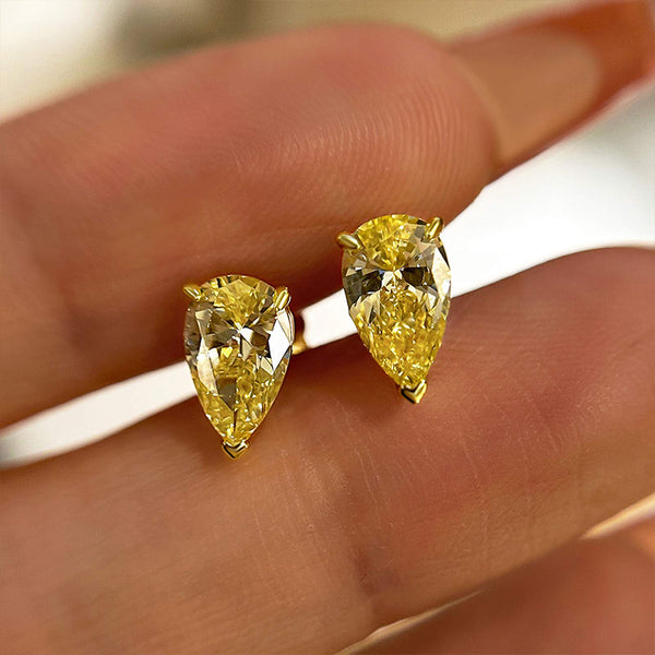 Louily Yellow Stone Classic Pear Cut Earring