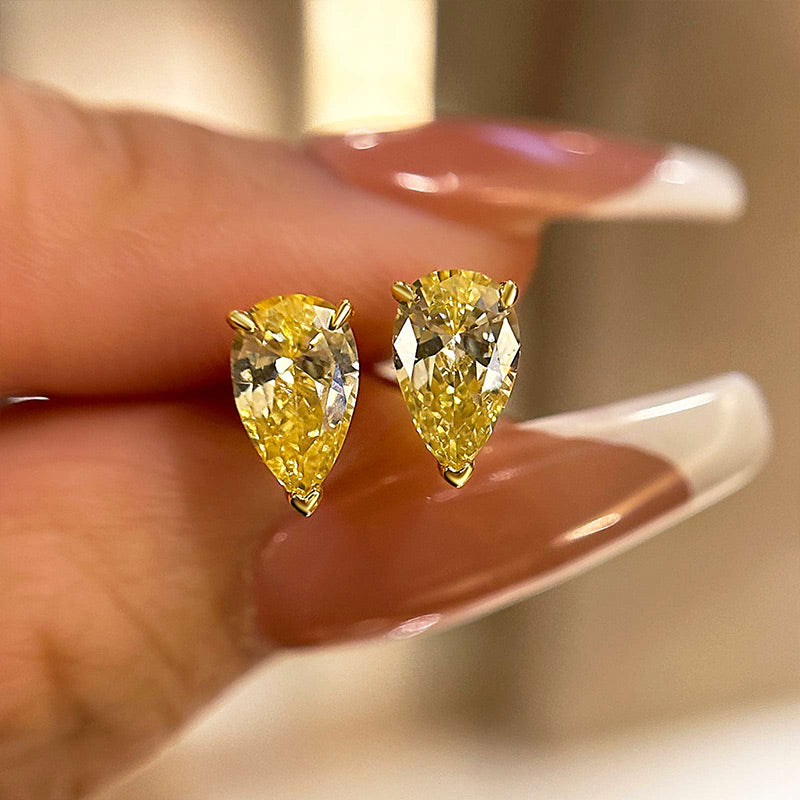 Louily Yellow Stone Classic Pear Cut Earring - louilyjewelry