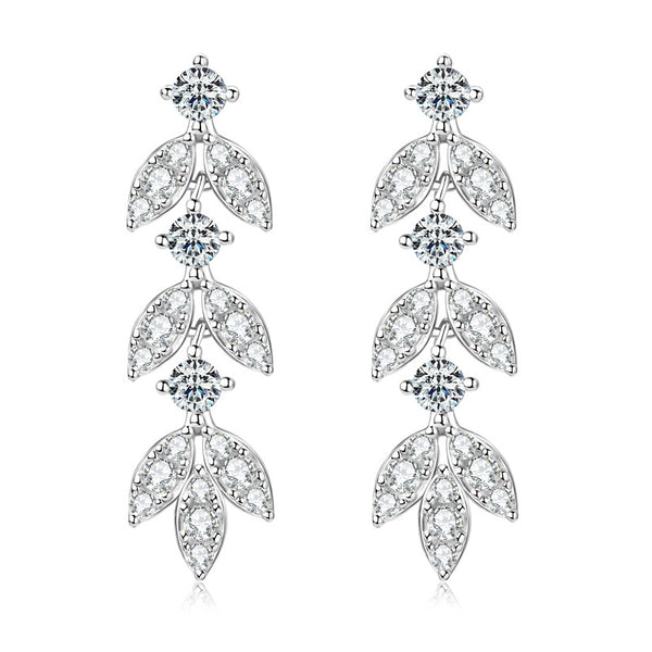 Louily Moissanite Tassel Leaf Earrings