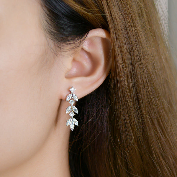 Louily Moissanite Tassel Leaf Earrings