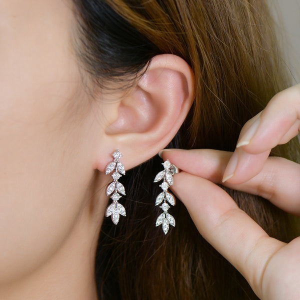 Louily Moissanite Tassel Leaf Earrings