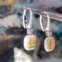 Louily Yellow Stone Cushion Cut Women's Earrings - louilyjewelry