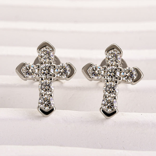 Louily Moissanite Cross Earrings