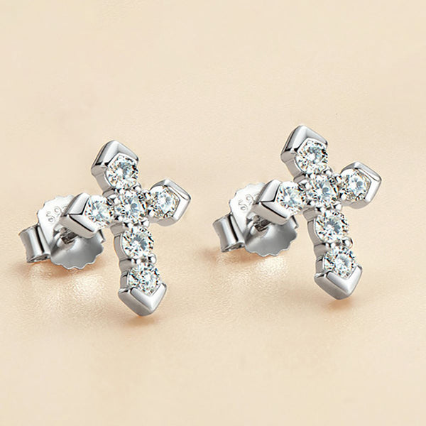 Louily Moissanite Cross Earrings