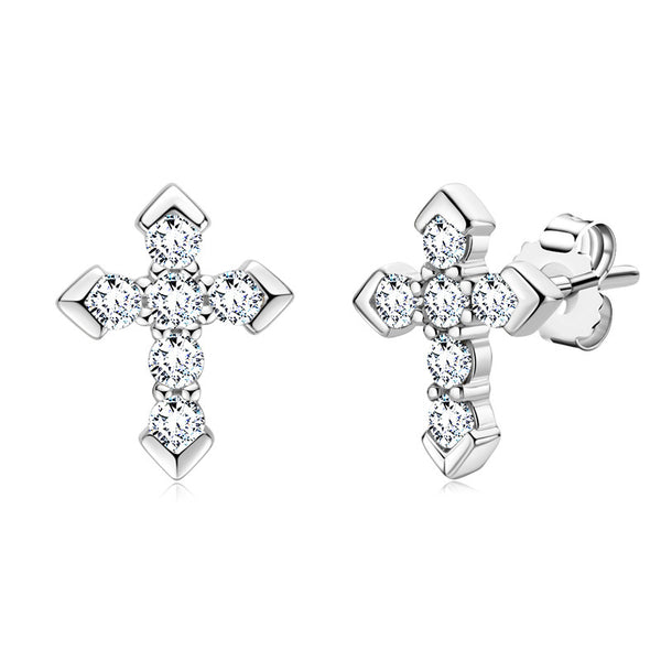 Louily Moissanite Cross Earrings