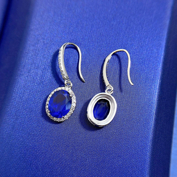 Louily Elegant Blue Stone Oval Cut Women's Earrings