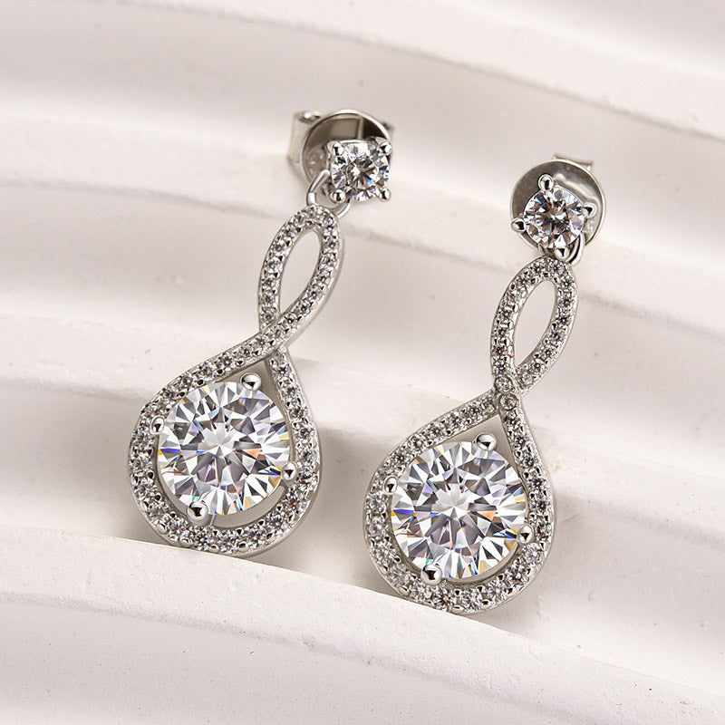 Louily White Stone Moissanite Round Cut Stud Earrings - louilyjewelry