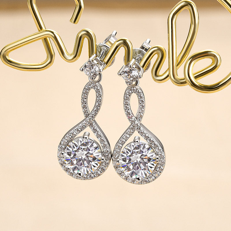 Louily White Stone Moissanite Round Cut Stud Earrings - louilyjewelry