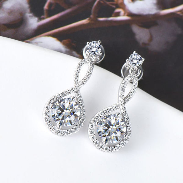 Louily Blue Moissanite Round Cut Stud Earrings