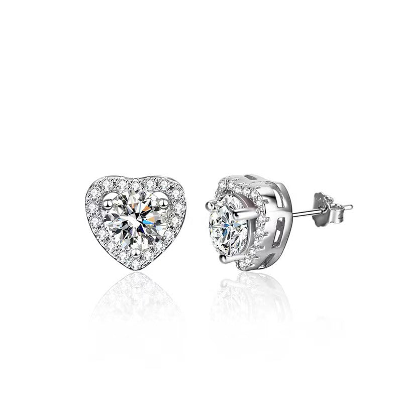 Louily Moissanite Heart Shape Round Cut Earrings - louilyjewelry
