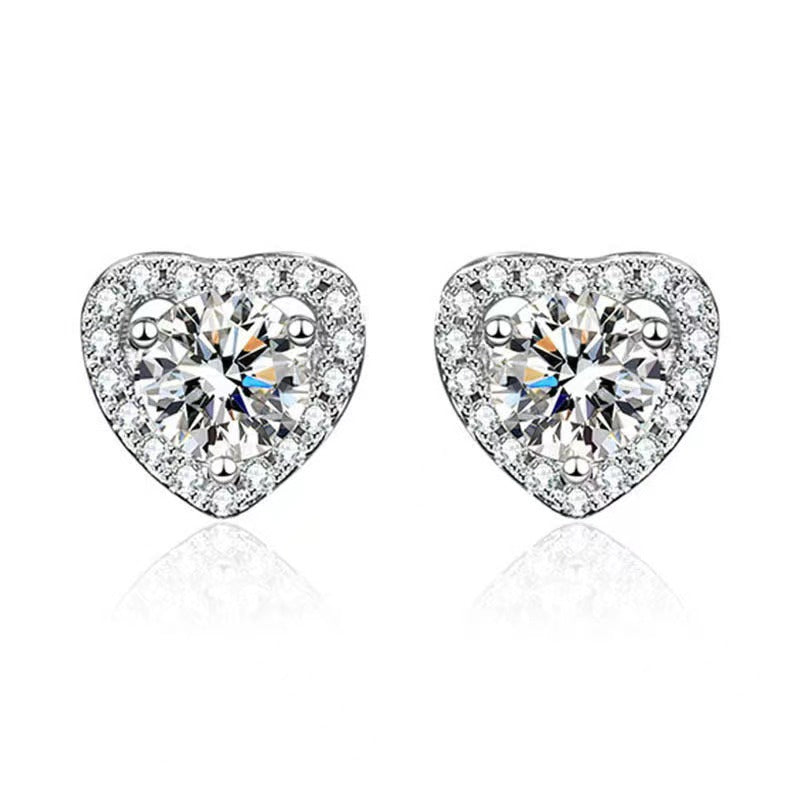 Louily Moissanite Heart Shape Round Cut Earrings - louilyjewelry