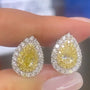 Louily Yellow Stone Pear Cut Women's Stud Earrings - louilyjewelry