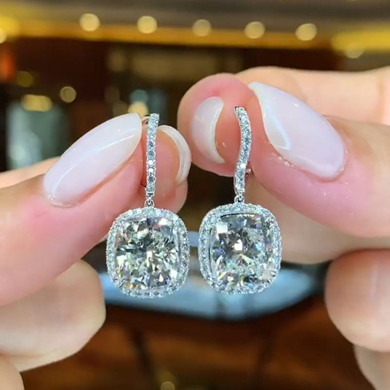 Louily Special Halo Design Cushion Cut Women's Earrings - louilyjewelry