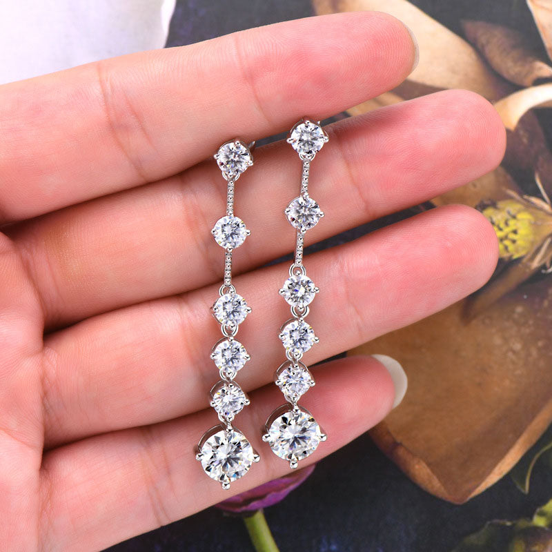 Louily Moissanite Enchanting Round Cut Earrings - louilyjewelry