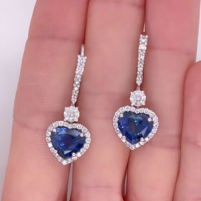 Louily Elegant Blue Stone Heart Cut Women's Earrings - louilyjewelry