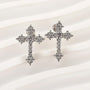 Simulated Diamond Cross Stud Earrings In Sterling Silver - louilyjewelry