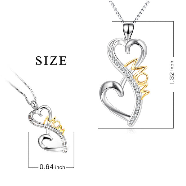 Louily Mother's Day Gift Heart Shaped Mom Two-tone Necklace
