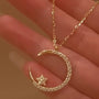Louily Yellow Gold Moon Design Round Cut Star Design Necklace In Sterling Silver - louilyjewelry