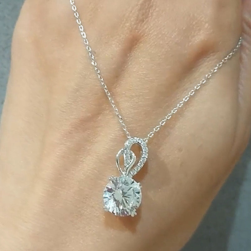 Louily Unique Round Cut White Sapphire Necklace In Sterling Silver - louilyjewelry