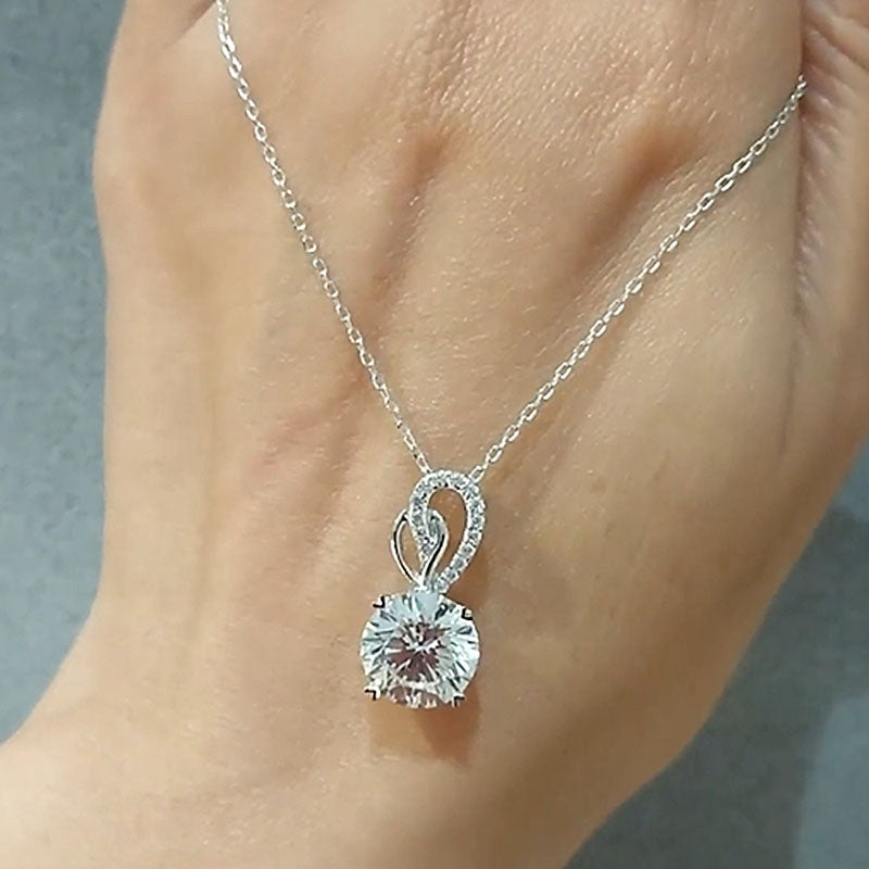 Louily Unique Round Cut White Sapphire Necklace In Sterling Silver - louilyjewelry