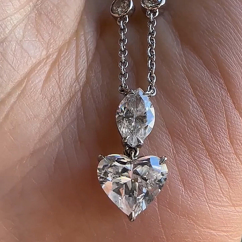 Louily Unique Heart Cut Women's Necklace In Sterling Silver - louilyjewelry