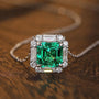 Louily Asscher Cut Green Necklace In Sterling Silver - louilyjewelry