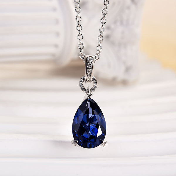 Louily Blue Stone Pear Cut Necklace