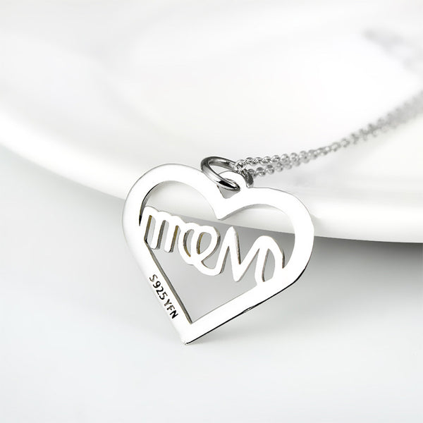 Louily Mother's Day Gift Heart Shaped Letter Mom Two-tone Necklace