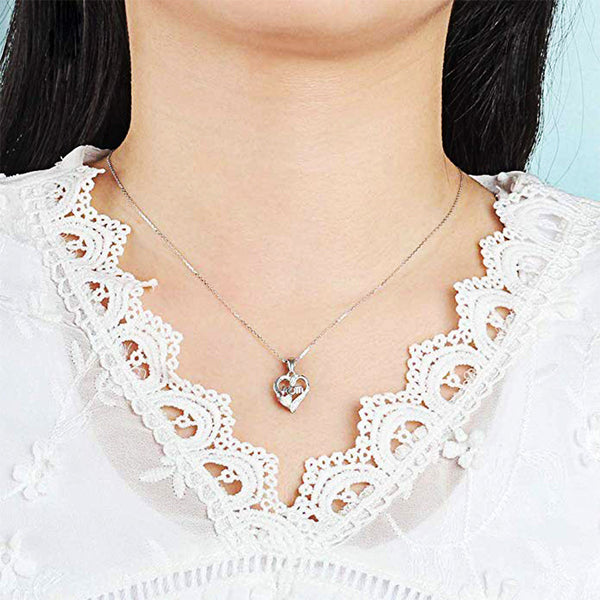 Louily Mother's Day Gift Opal Stone Heart Cut Mom Necklace