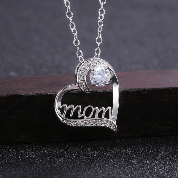 Louily Mother's Day Gift Rund Cut Mom Necklace