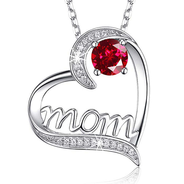 Louily Mother's Day Gift Rund Cut Mom Necklace