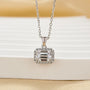 Sterling Silver Halo Emerald Cut Pendant Necklace For Women - louilyjewelry