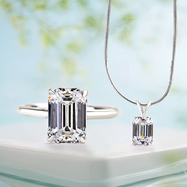 Louily Stunning Emerald Cut 2PC Jewelry Set