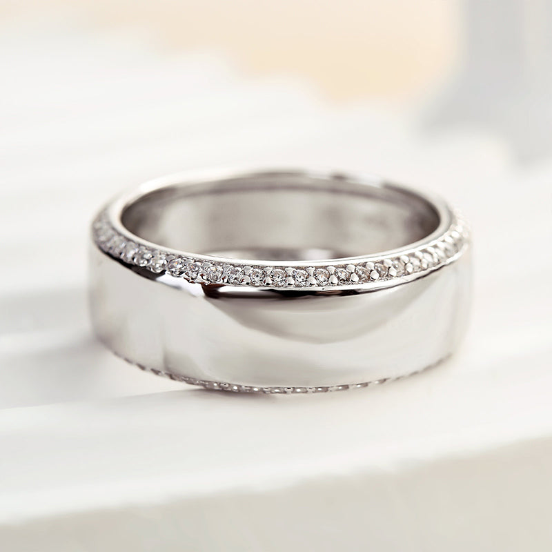Louily Classic Design White gold Men's Wide Wedding Band - louilyjewelry